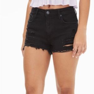 AMERICAN EAGLE NEXT LEVEL FLEX Black Distressed Shorts